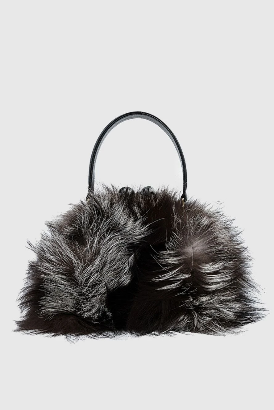 Capaf Women's black bag made of leather and fur - fur. zipper. chernoburka fur, genuine leather. Country of manufacture: Italy. Care: specialized cleaning - photo 1