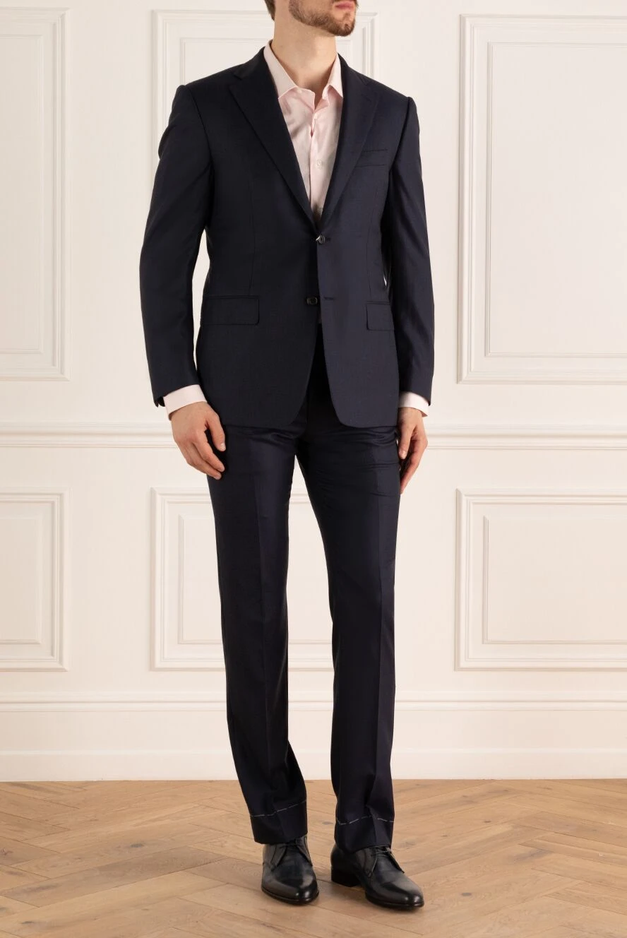 Corneliani mens wool black classic suit 137504 — Men suits and