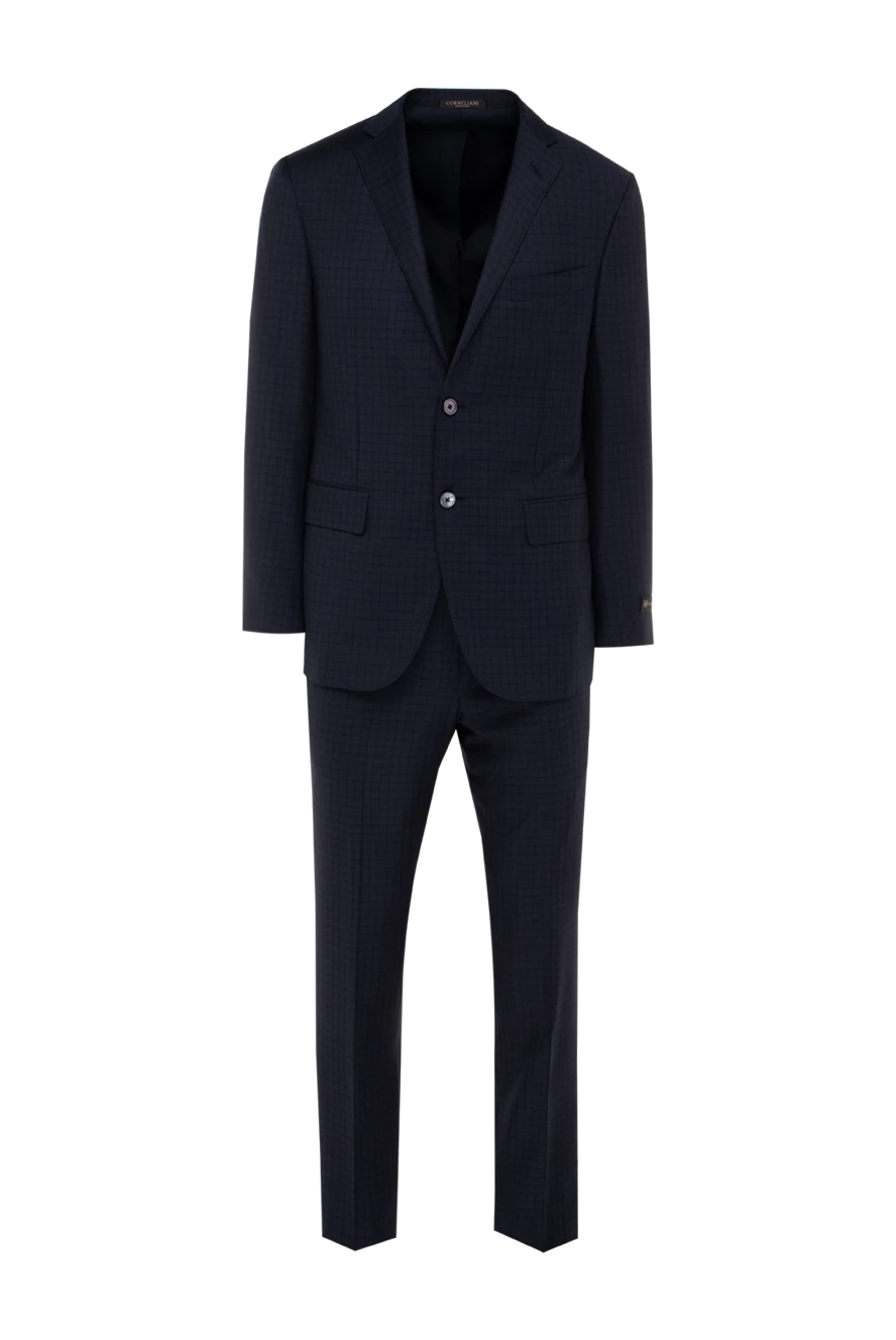 Corneliani Men's suit made of black wool - Slit. 100% wool. Closure: Buttons, hook. Chest pocket, two flap pockets. Three pockets. Two side pockets, two back pockets with buttons. Lining: 100% cupro. Country of manufacture: Italy. Care: specialized cleaning - photo 1