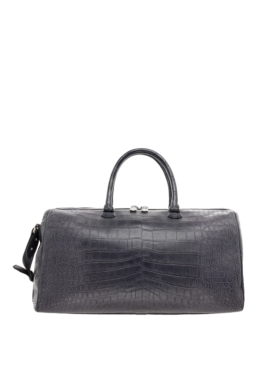 Araldi 1930 Gray leather travel bag for men - textured leather. shoulder strap. 100% alligator skin. Fastener: zipper. Country of manufacture: Italy. Care: specialized cleaning - photo 1