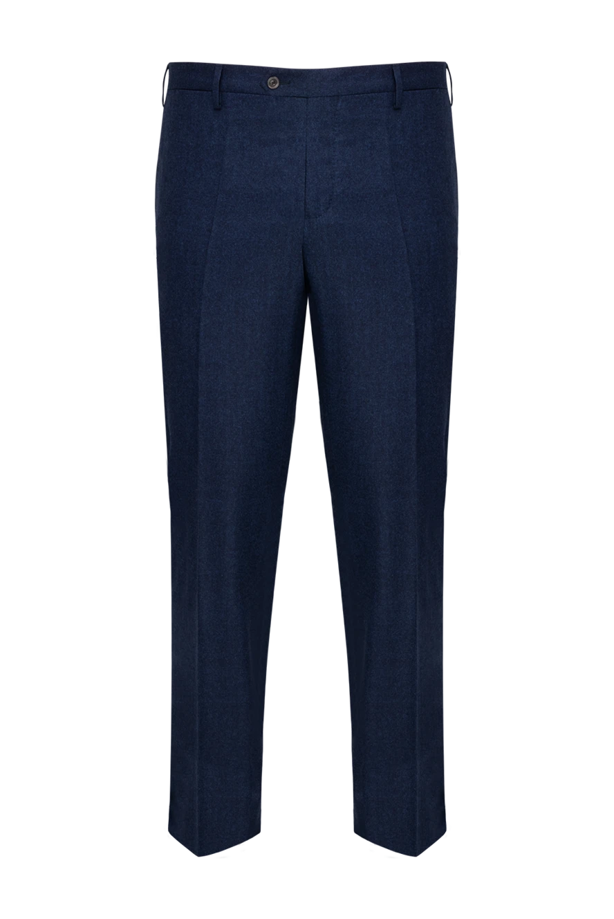 Marco Pescarolo Blue wool pants for men - 100% wool. Closure: button, zipper. two side pockets, two back pockets. Lining: lining parts 100% cotton. Country of manufacture: Italy. Care: specialized cleaning - photo 1