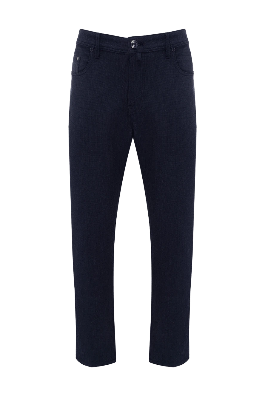 Jacob Cohen Black wool and elastane jeans for men - logo. 94% wool, 5% elastane, 15 polyamide. Closure: button, zipper. Three side pockets, two back pockets. Country of manufacture: Italy. Care: specialized cleaning - photo 1