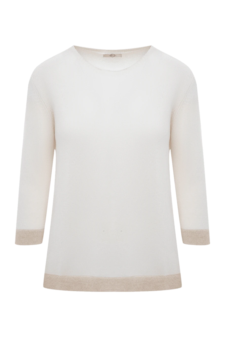 Casheart White cashmere womens jumper with contrasting inserts - contrasting inserts. 100% cashmere. Country of manufacture: Italy. Care: specialized cleaning - photo 1