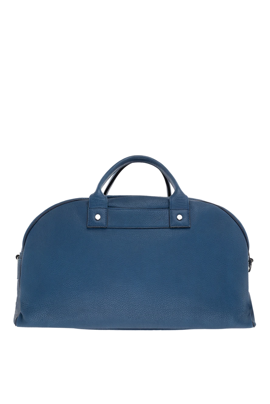 Doucal`s Men's blue leather travel bag - textured leather. shoulder strap. 100% leather. Fastener: zipper. Country of manufacture: Italy. Care: specialized cleaning - photo 1