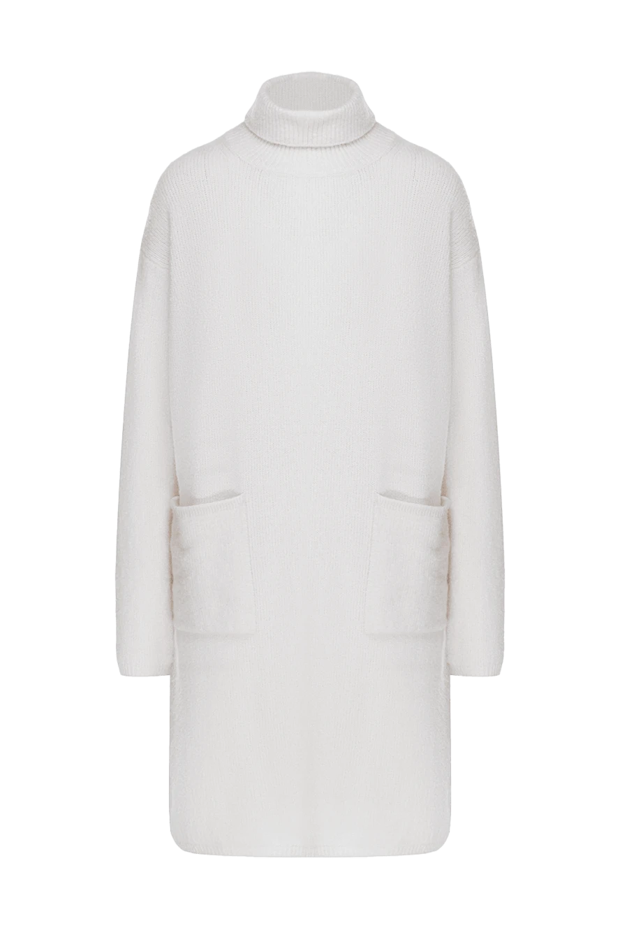 Casheart White dress for women - two patch pockets. 50% wool, 35% cashmere, 12% polyamide, 3% elastane. Country of manufacture: Italy. Care: specialized cleaning - photo 1