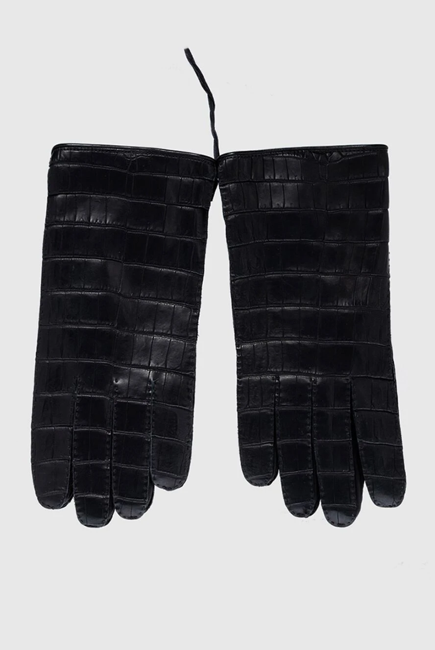 Mazzoleni Gloves made of crocodile leather black men's - textured leather. 100% crocodile leather. Lining: 100% cashmere. Country of manufacture: Italy. Care: specialized cleaning - photo 1