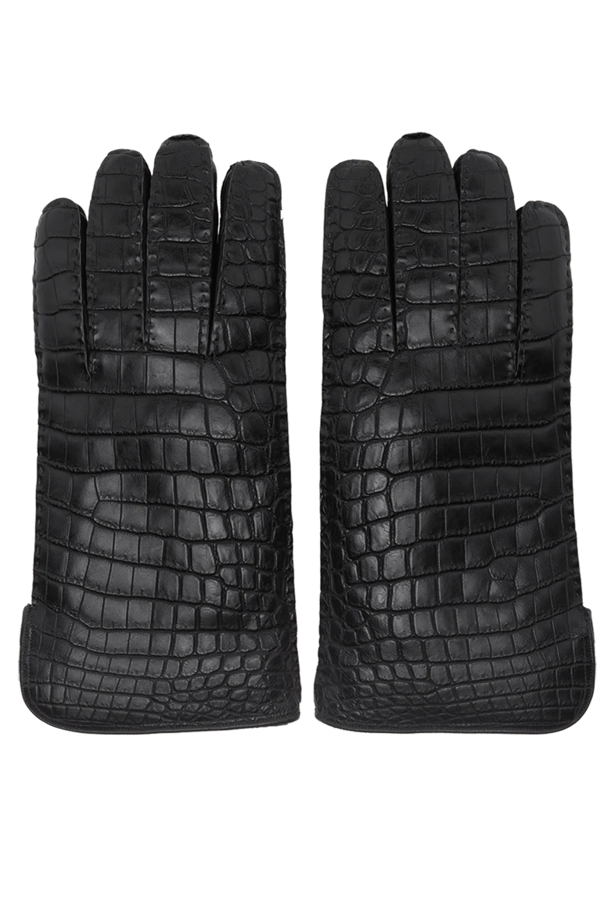 Vaccari Gloves made of crocodile leather black men's - textured leather. 100% crocodile leather. Lining: genuine leather. Country of manufacture: Italy. Care: specialized cleaning - photo 1