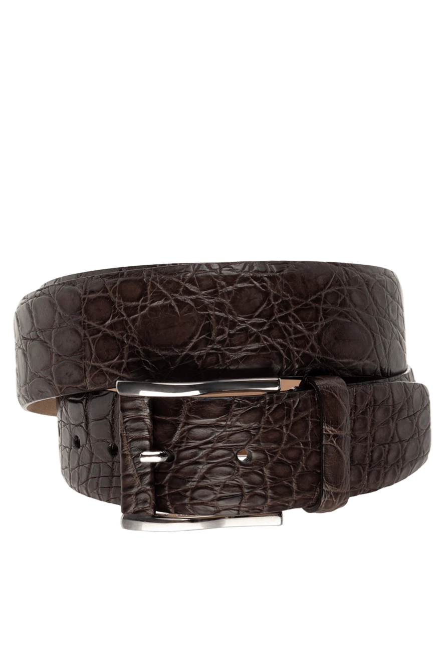 Cesare di Napoli Brown crocodile leather belt for men - Textured leather. 100% crocodile leather. Size: Width 3.5cm. Buckle. Country of manufacture: Italy. Care: specialized cleaning - photo 1