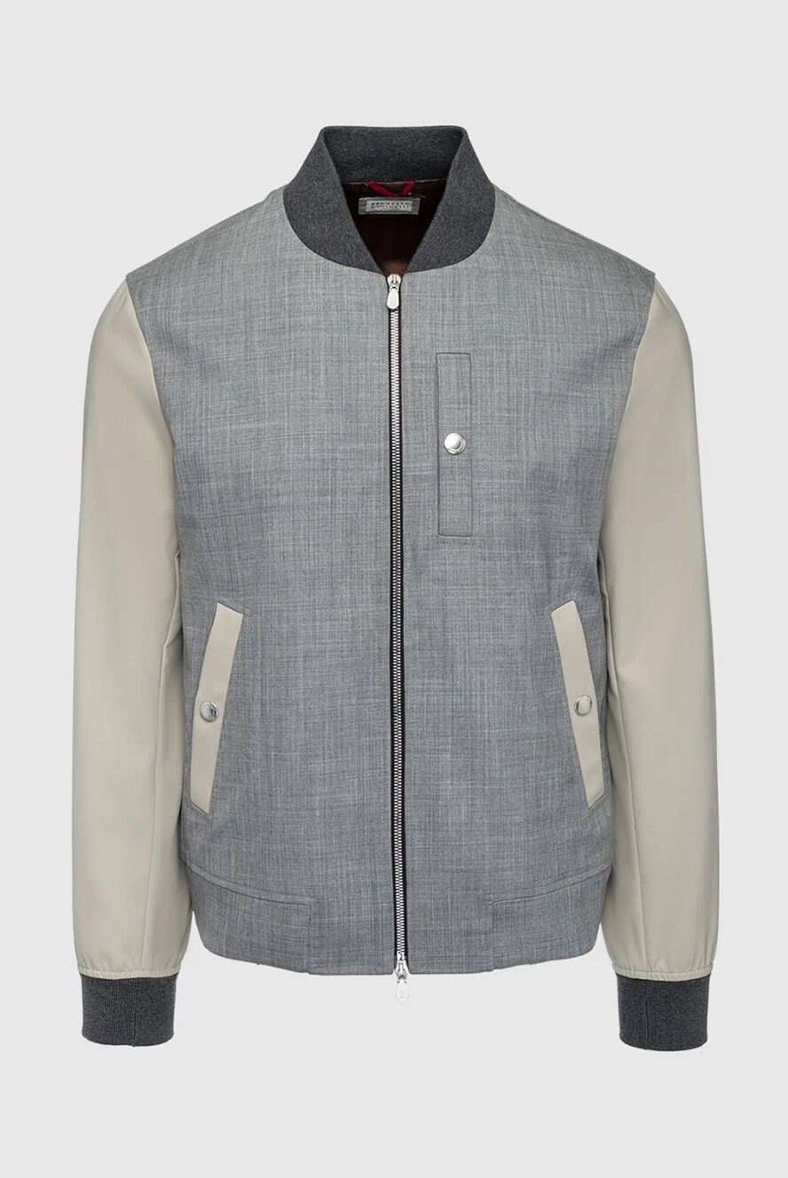 Brunello Cucinelli Куртка из шерсти и нейлона серая мужская - Контрастные манжеты. 60% шерсть, 40% нейлон. Молния. Два боковых кармана, один нагрудный карман. Страна производитель: Италия. Уход: специализированная чистка - фото 1