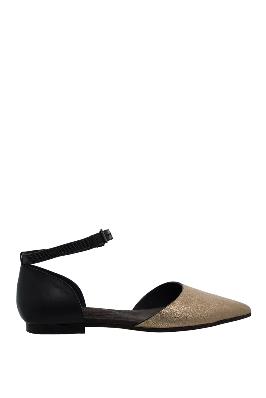 Brunello Cucinelli Women's leather sandals with a black back - contrasting background. genuine leather. buckle. Country of manufacture: Italy. Care: specialized cleaning - photo 1