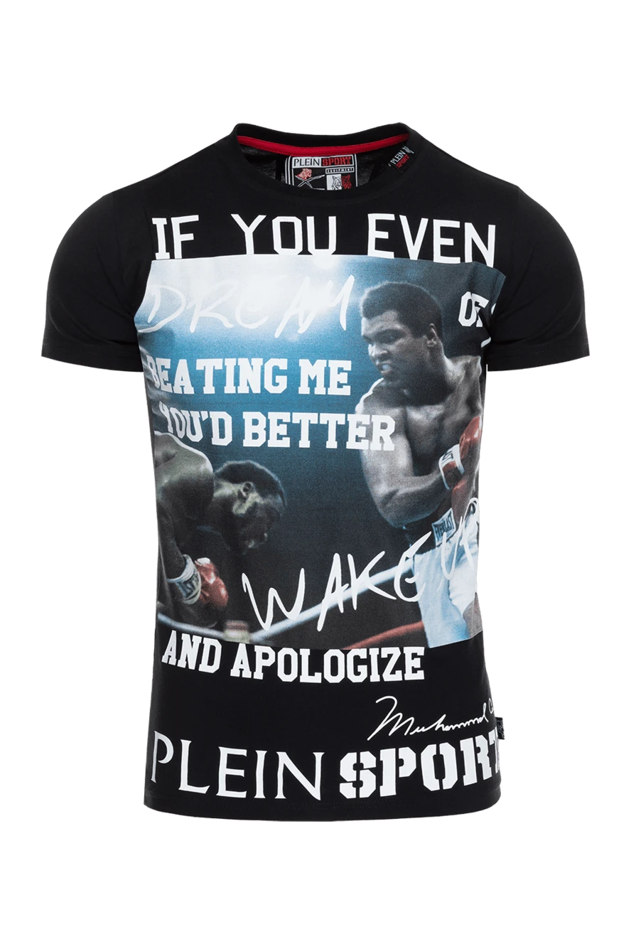 Philipp Plein Black cotton T-shirt for men - logo and pattern print. 100% cotton. Country of manufacture: Italy. Care: specialized cleaning - photo 1