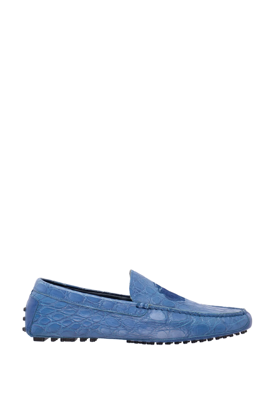 Billionaire Moccasins for men made of blue leather - Embossed Logo. 100% leather. Interior: Leather. Insole: Leather. Outsole: Other materials. Country of manufacture: Italy. Care: specialized cleaning - photo 1