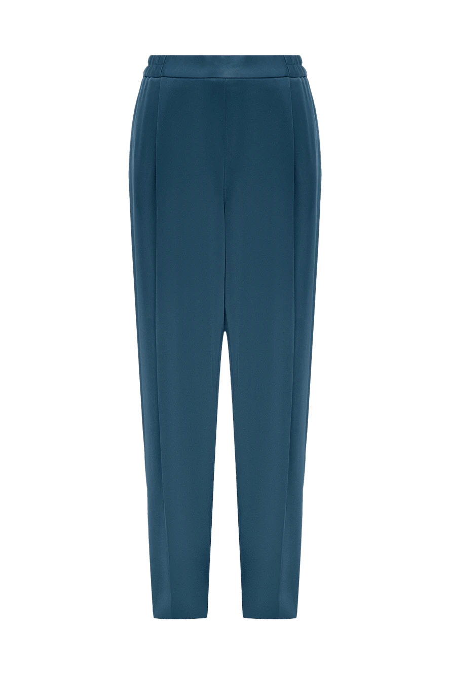 Stella McCartney Blue acetate and viscose pants for women - two pockets. 64% acetate, 36% viscose. elastic belt. Country of manufacture: Italy. Care: specialized cleaning - photo 1