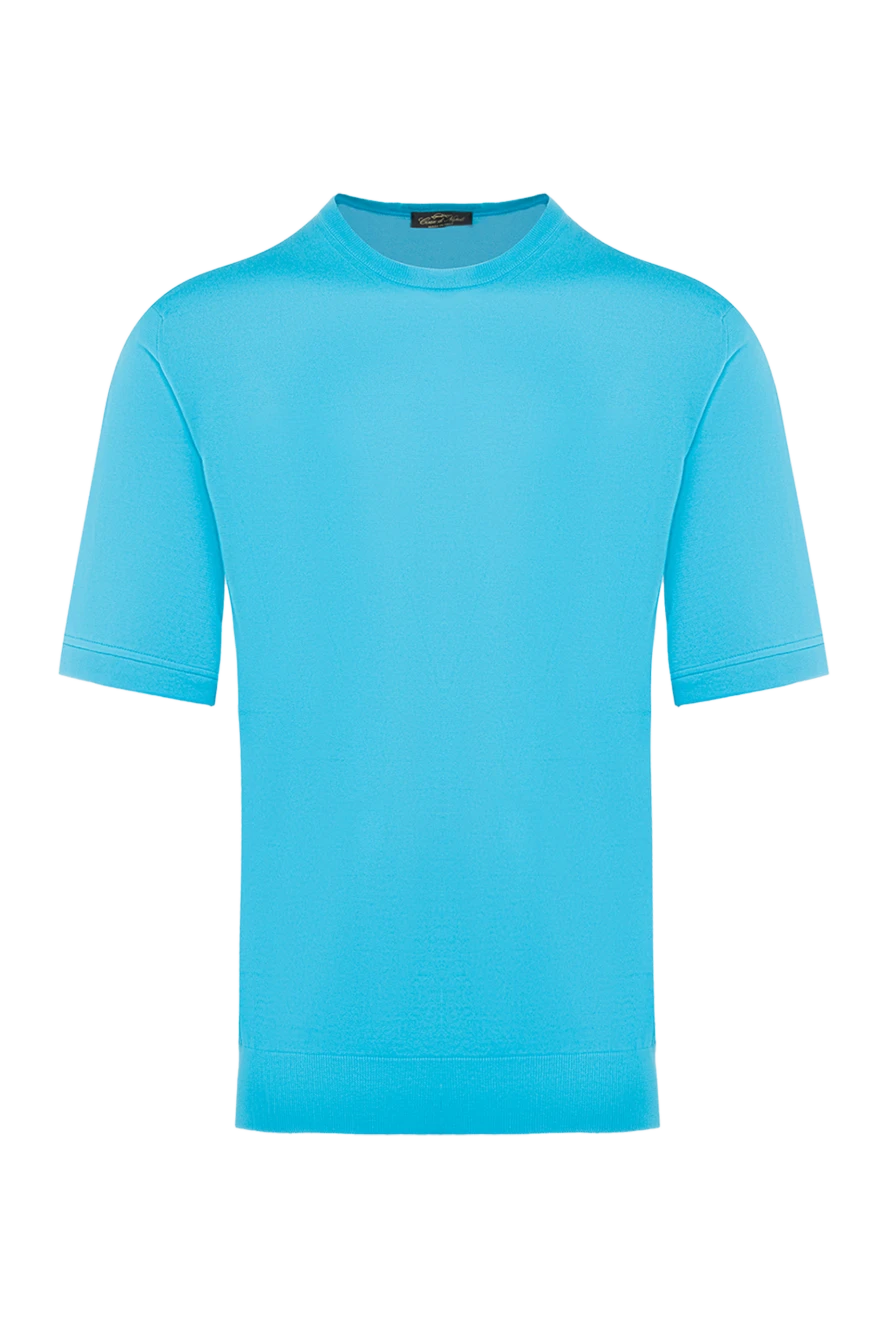 Cesare di Napoli Blue cotton T-shirt for men - 100% cotton. Country of manufacture: Italy. Care: specialized cleaning - photo 1