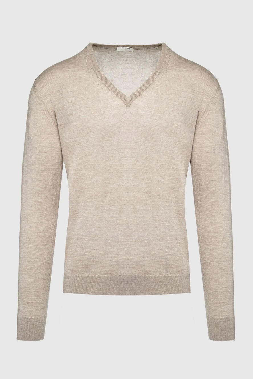 Bilancioni Cashmere jumper beige for men - Neckline. 100% cashmere. Country of manufacture: Italy. Care: specialized cleaning - photo 1