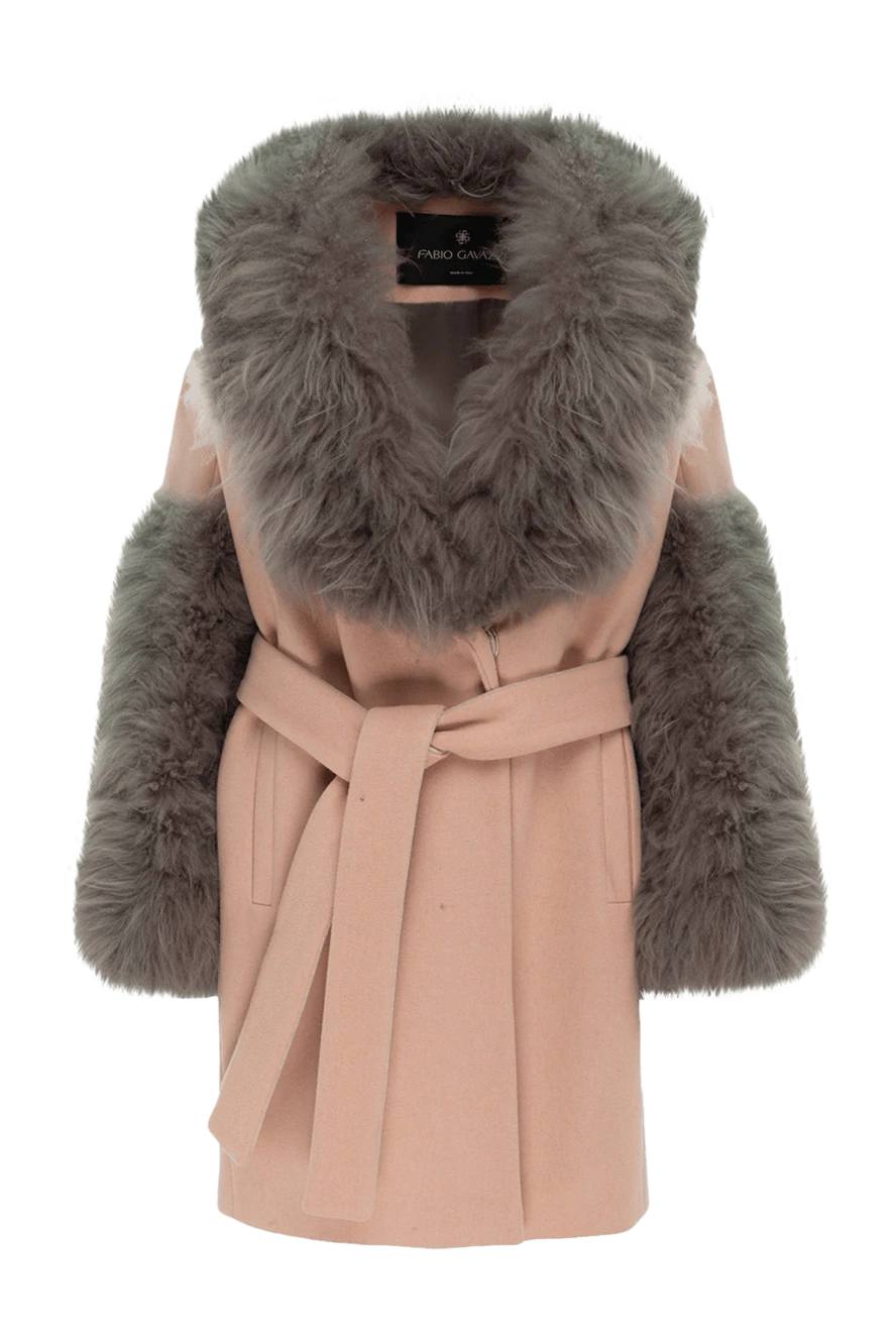 Fabio Gavazzi Pink cashmere and llama coat for women - fur hood, collar. cashmere, llama. buttons. two side pockets. Country of manufacture: Italy. Care: specialized cleaning - photo 1