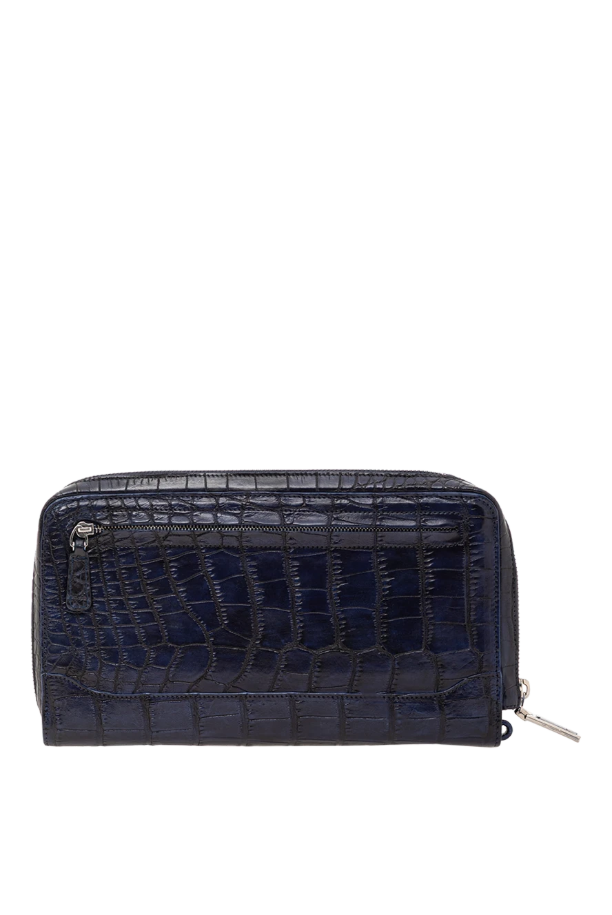 Tardini Mens gradient blue alligator leather clutch - Textured leather, brand logo. 100% alligator skin. Closure: Zipper. Two compartments. Country of manufacture: Italy. Care: specialized cleaning - photo 1