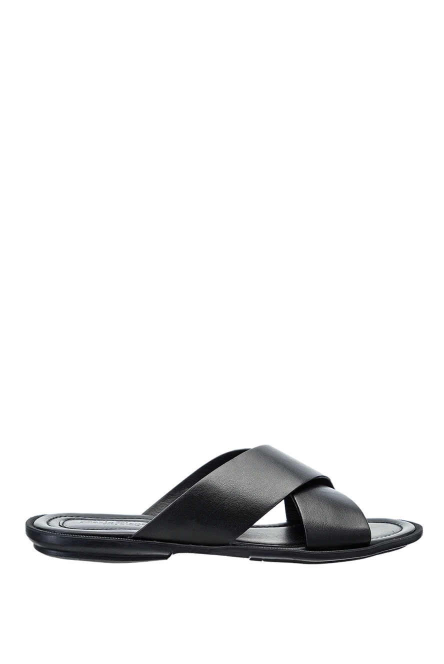 Doucal`s Black leather flip flops for men - binding. leather interior. 100% leather. polyurethane. Country of manufacture: Italy. Care: specialized cleaning - photo 1