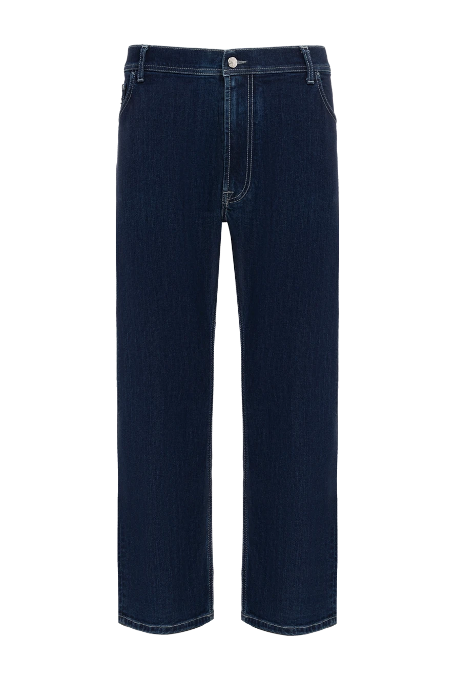 Stefano Ricci Джинсы мужские хлопковые темно синие - эффект потертости. 97% хлопок, 3% эластан. пуговица, молния. три боковых кармана, два кармана сзади. Страна производитель: Италия. Уход: специализированная чистка - фото 1