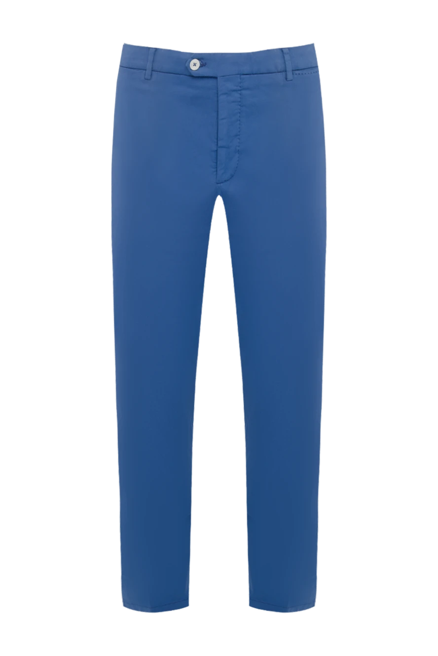 Cesare di Napoli Men's blue trousers - 85% cotton, 11% silk, 4% elastane. Closure: button, zipper. two side pockets, two back pockets. Lining: lining parts 100% cotton. Country of manufacture: Italy. Care: specialized cleaning - photo 1