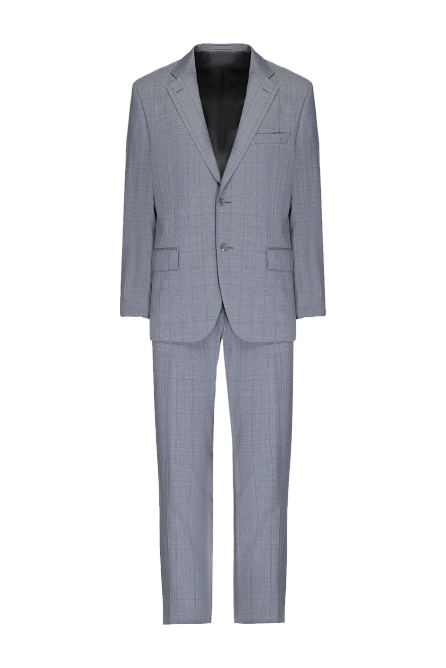 Lubiam Gray wool men's suit - Decor: Slit, checkered pattern. Composition: 100% wool. Closure: Buttons, hook. Pockets (external): Chest pocket, two flap pockets. Pockets (internal): Three pockets. Pants pockets: Two side pockets, two back pockets with buttons. Lining: 100% cupro. Country of manufacture: Italy. Care: specialized cleaning - photo 1