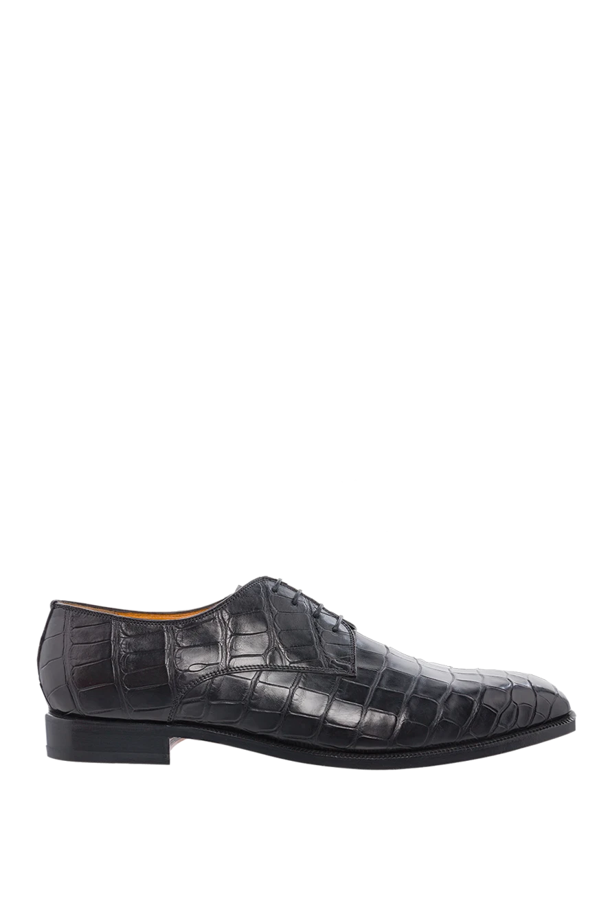 Cesare di Napoli Black alligator leather men's shoes - Textured leather. 100% alligator skin. Lace-up. Interior: Leather. Insole: Leather. Heel height: 2cm. Outsole: Other materials. Country of manufacture: Italy. Care: specialized cleaning - photo 1