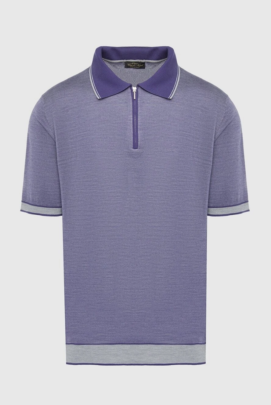 Cesare di Napoli Silk polo purple for men - Contrasting cuffs and collar. 100% silk. Closure: Zipper. Country of manufacture: Italy. Care: specialized cleaning - photo 1