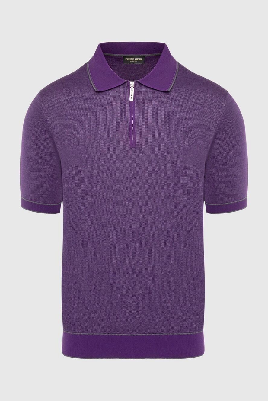 Cesare di Napoli Silk polo purple for men - 55% cotton, 45% silk. Buttons. Country of manufacture: Italy. Care: specialized cleaning - photo 1