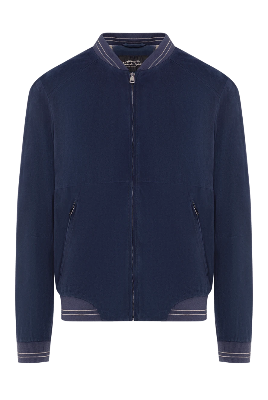 Cesare di Napoli Куртка-бомбер замшева синя чоловіча - 100% замша. Блискавка. Дві бічні кишені на блискавці. Країна виробник: Італія. Догляд: спеціалізоване чищення - фото 1