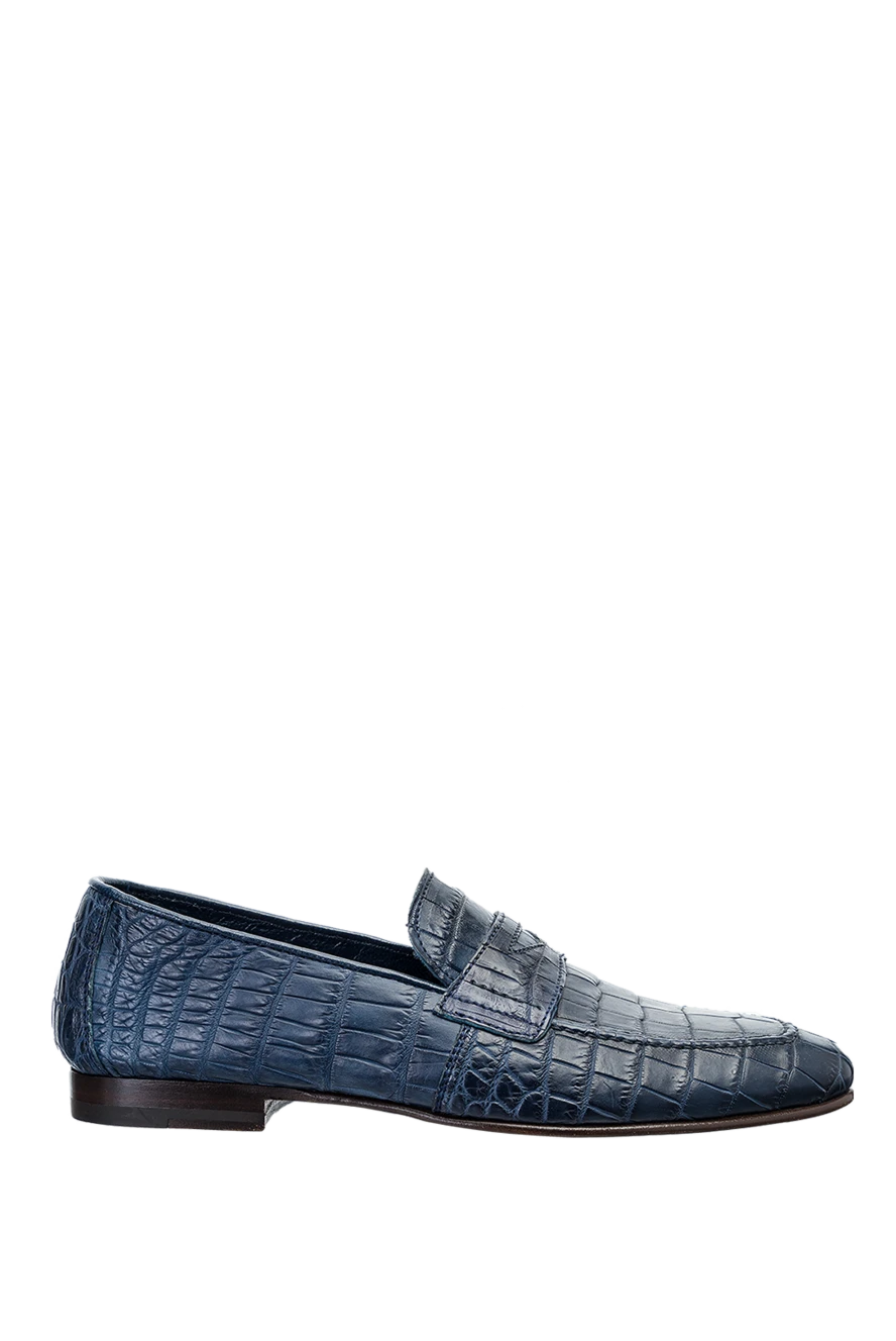 Cesare di Napoli Crocodile leather loafers blue for men - contrast sole, textured leather. 100% crocodile skin. Insole: leather. Sole Height: Heel Height 2cm. Country of manufacture: Italy. Care: specialized cleaning - photo 1