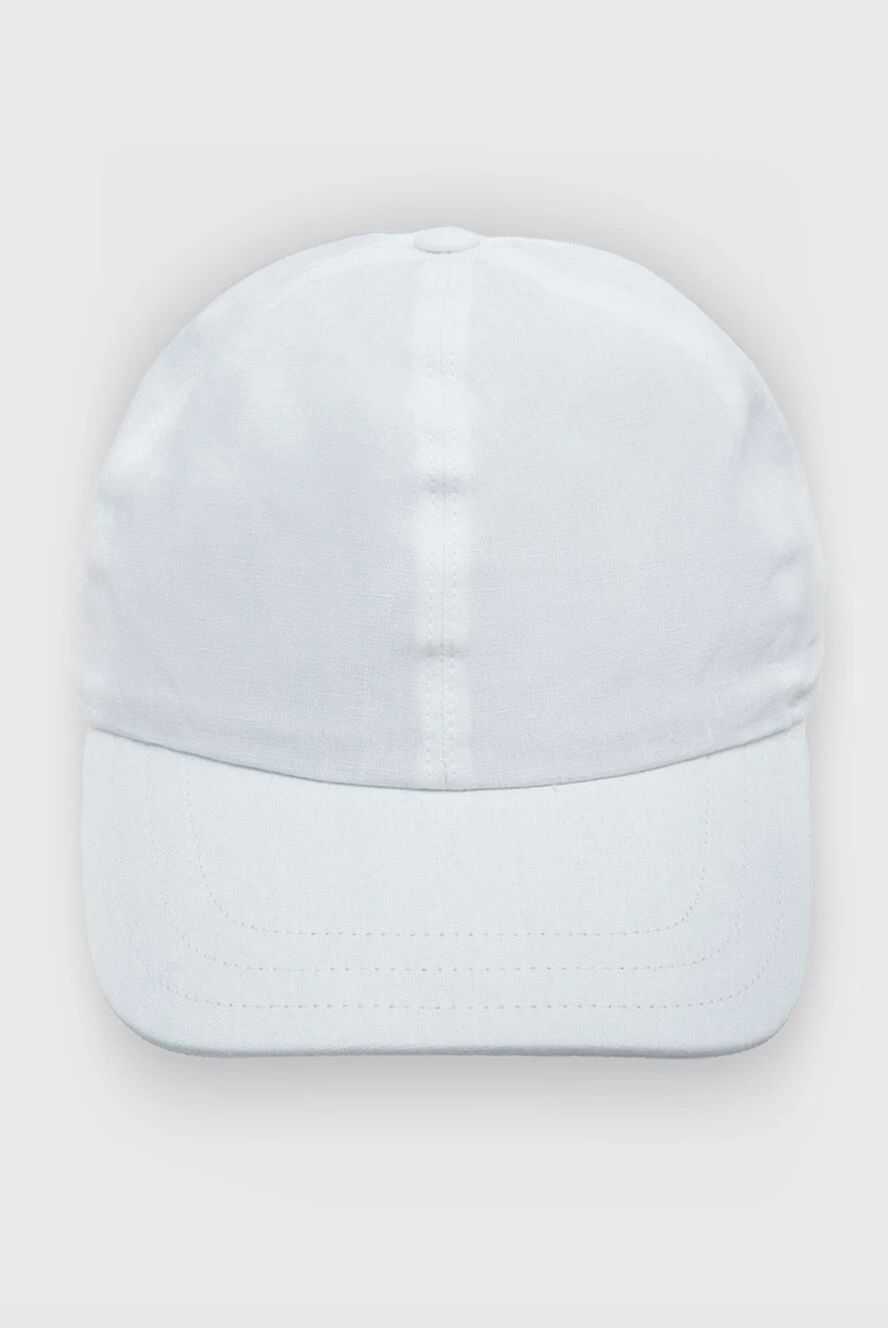 Portaluri White linen cap for men - 100% linen. Country of manufacture: Italy. Care: specialized cleaning - photo 1