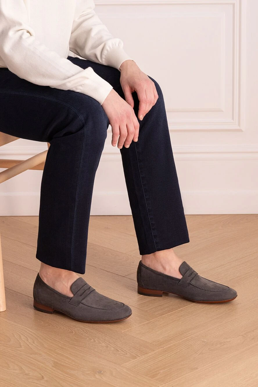 Loro Piana лоферы пенни мужские тёмно-синие замшевые классические