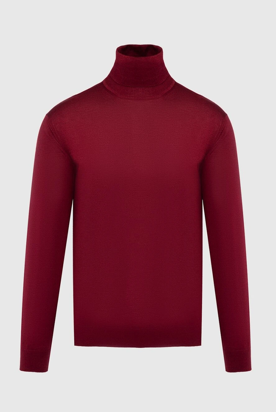 Cesare di Napoli Men's burgundy wool, silk and cashmere turtleneck. - High neck. 60% wool, 30% silk, 10% cashmere. Country of manufacture: Italy. Care: specialized cleaning - photo 1