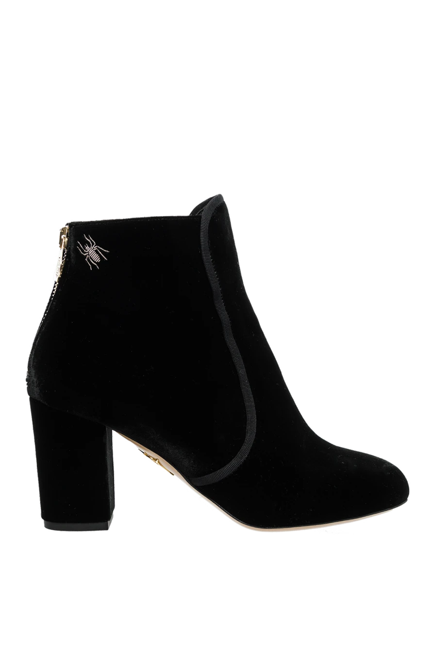 Charlotte Olympia Women's black ankle boots with a spider embroidery - embroidery. viscose, leather. Heel height: 7 centimeters. zipper. Country of manufacture: Italy. Care: specialized cleaning - photo 1