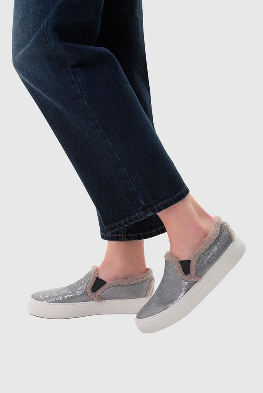 Brunello Cucinelli кроссовки из кожи красные мужские 141154