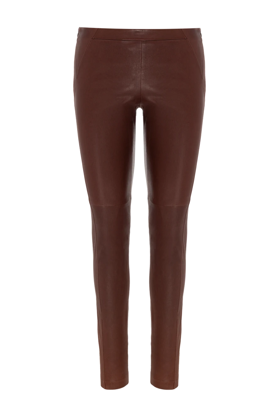 Brunello Cucinelli Брюки из кожи бордовые женские - 100% кожа. эластичный пояс. Страна производитель: Италия. Уход: специализированная чистка - фото 1