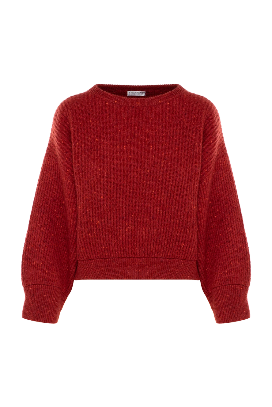 Brunello Cucinelli Burgundy jumper for women - textured surface. 57% wool, 24% cashmere, 10% polyamide, 6% mohair. Country of manufacture: Italy. Care: specialized cleaning - photo 1