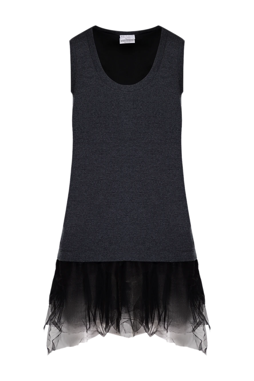 Brunello Cucinelli Gray wool dress for women - asymmetric hemline. 100% wool. Country of manufacture: Italy. Care: specialized cleaning - photo 1