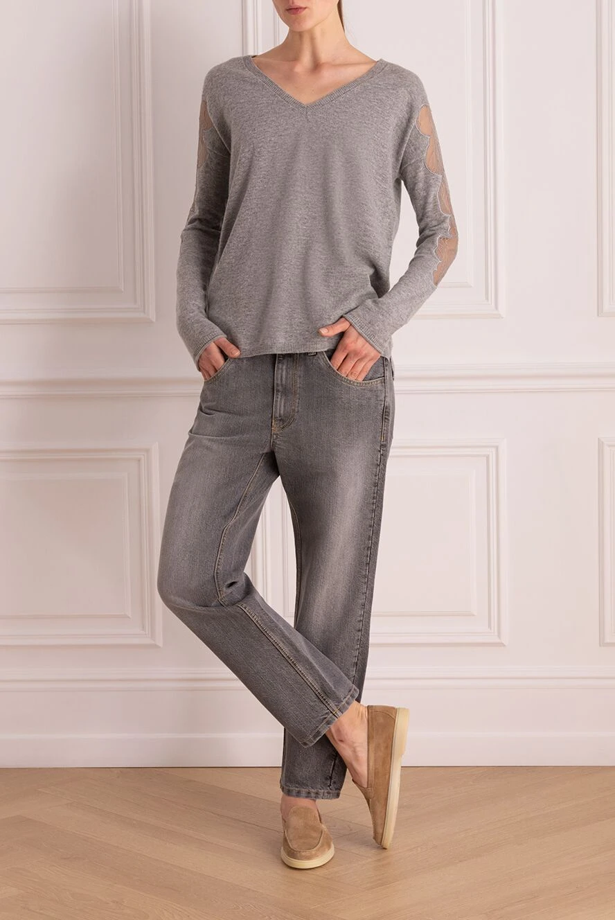 Brunello Cucinelli gray jeans for women 141344 — Women jeans