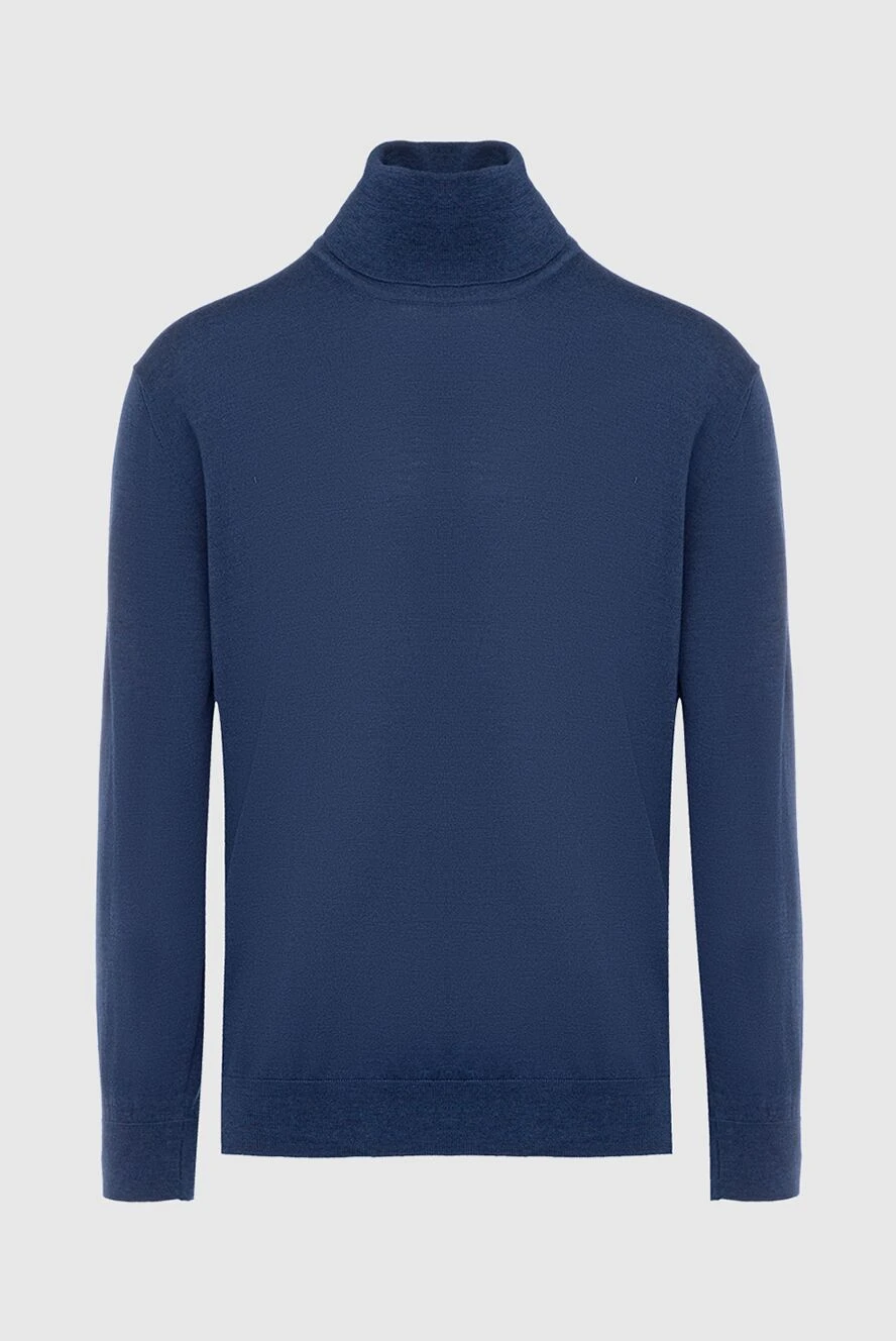 Cesare di Napoli Men's wool golf blue - High neck. 100% wool. Country of manufacture: Italy. Care: specialized cleaning - photo 1