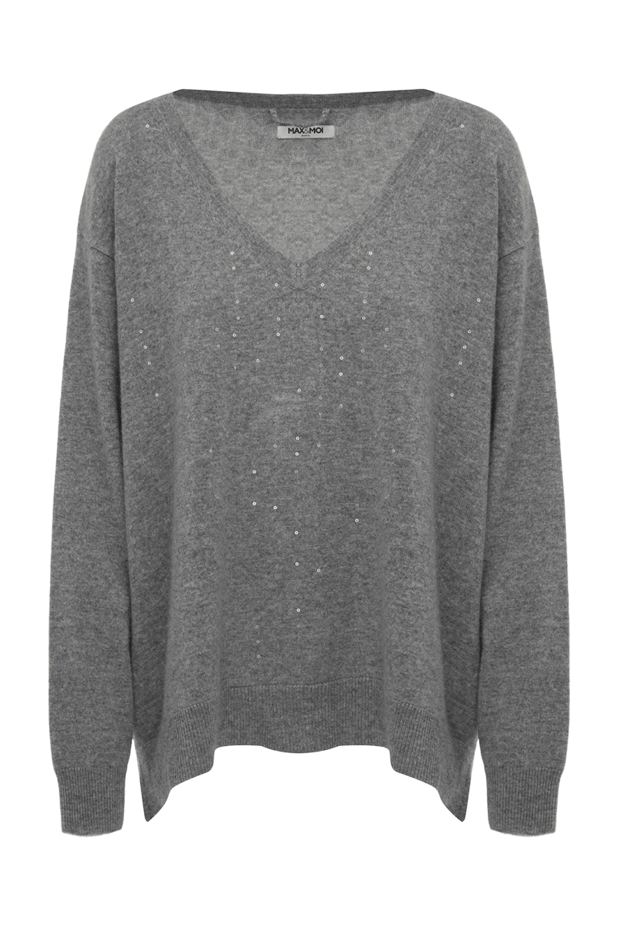 Max&Moi Gray cashmere jumper for women - V-neck. 100% cashmere. Country of manufacture: Italy. Care: specialized cleaning - photo 1