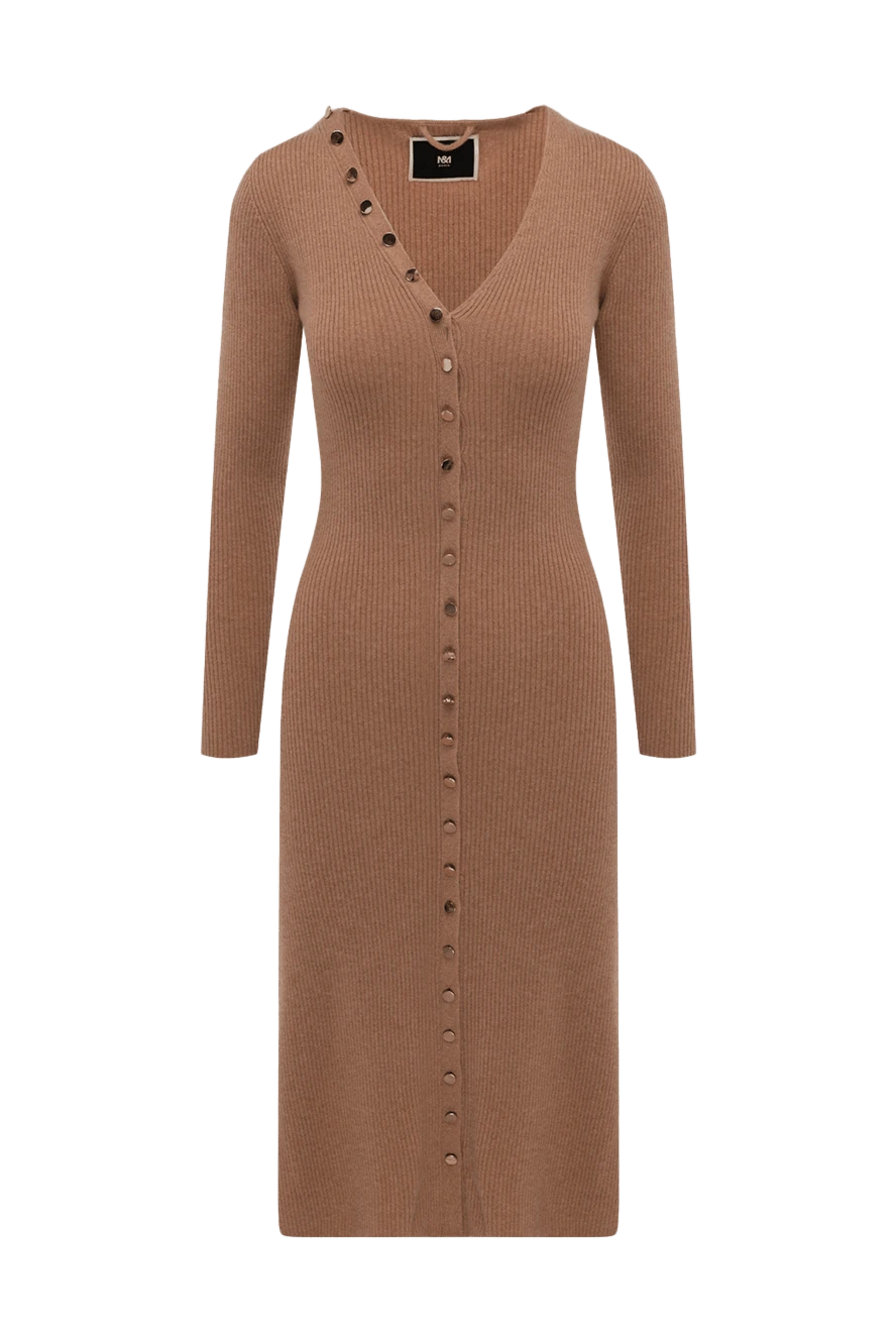 Max&Moi Beige cashmere dress for women - buttons. Decoration: buttons, V-neck. 100% cashmere. Country of manufacture: Italy. Care: specialized cleaning - photo 1