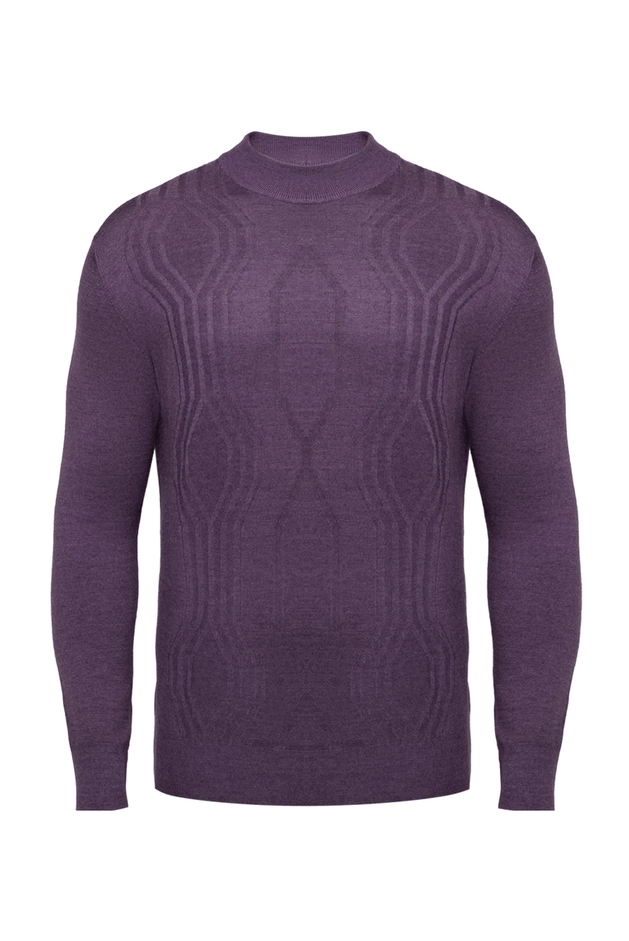 Cesare di Napoli High-collar stand-up jumper made of wool and cashmere purple for men - Textured pattern. High collar stand. 70% wool, 30% cashmere. Country of manufacture: Italy. Care: specialized cleaning - photo 1