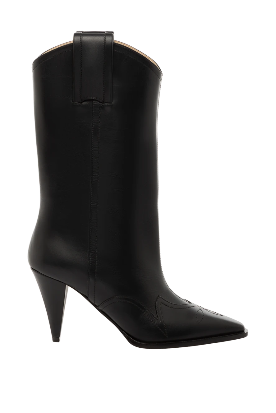 Nina Ricci Boots women's leather with embroidery black - embroidery. leather. Heel height: 10 cm. Country of manufacture: Italy. Care: specialized cleaning - photo 1