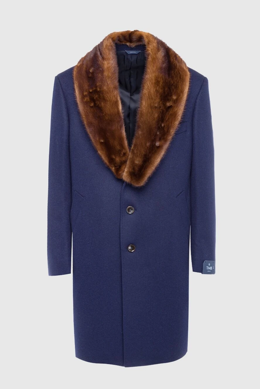 Tombolini Blue wool nylon and cashmere coat for men