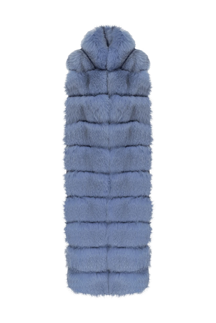 Heresis Blue women's vest made of natural fur and wool - 100% natural fur, wool. Closure: zipper. two pockets. Country of manufacture: Italy. Care: specialized cleaning - photo 1