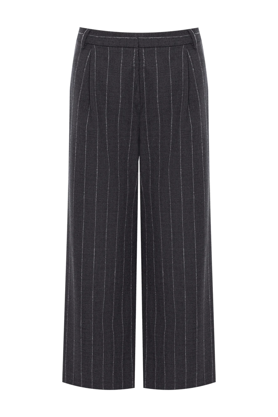 Panicale Women's cropped striped pants dark gray - striped pattern. 96% wool, 4% elastane. zipper, hook. Country of manufacture: Italy. Care: specialized cleaning - photo 1