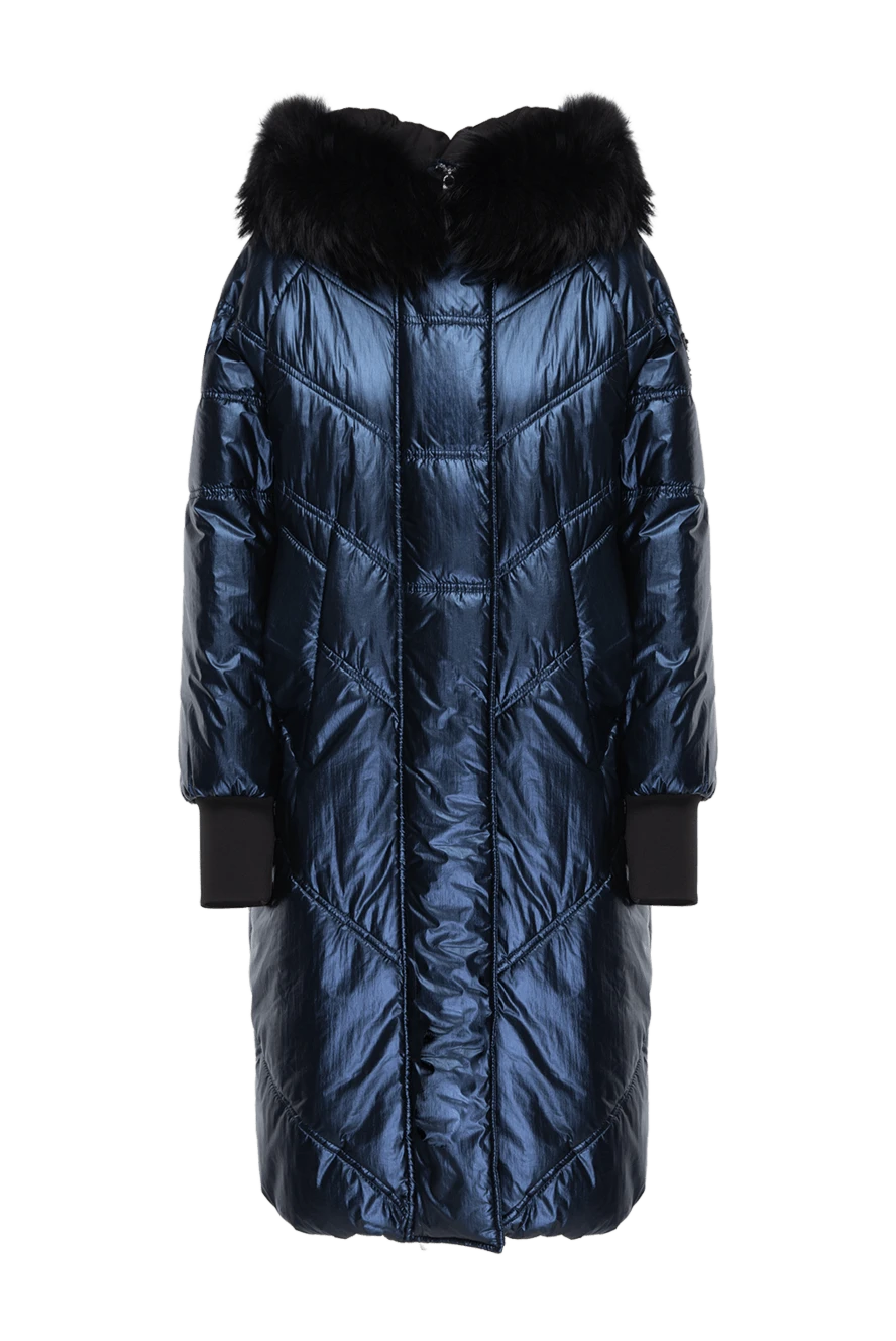 JNC Women's down jacket made of polyamide and polyurethane blue - spraying, fur. hood with fur. 90% polyamide, 10% polyurethane. Closure: zipper. two side pockets. Country of manufacture: Italy. Care: specialized cleaning - photo 1