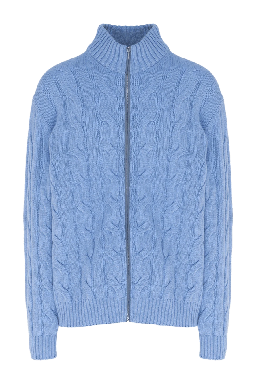 Cesare di Napoli Men's cardigan made of wool and cashmere blue - Relief pattern, knitting. 70% wool, 30% cashmere. Closure: Zipper. Two side pockets. Country of manufacture: Italy. Care: specialized cleaning - photo 1