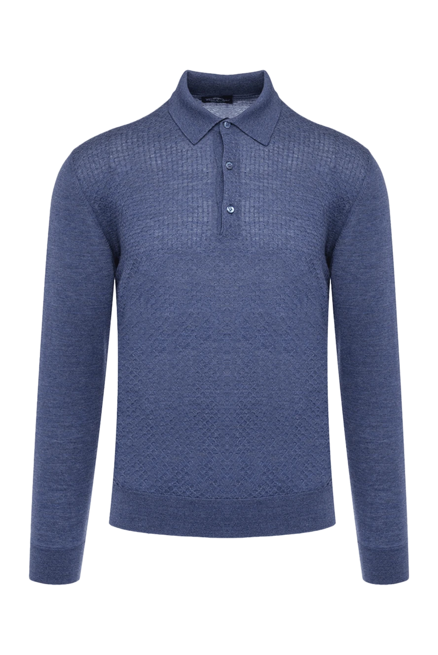 Cesare di Napoli Wool long sleeve polo blue for men - Embossed pattern. Long sleeve. 100% wool. Buttons. Country of manufacture: Italy. Care: specialized cleaning - photo 1